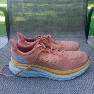 Womens HOKA  One One Clifton 8 Peach Running Shoes Size 8B